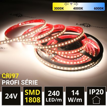 PROFI LED pás 240LED/m SMD1808 14W/m DUAL-WHITE IP20 24V