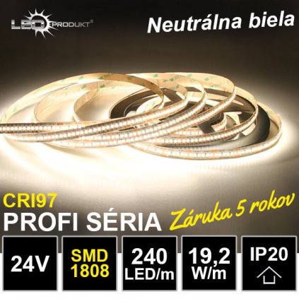 6799 profi led pasik 240led m smd1808 neutralna biela cri97 ip20 24v 19 2w m zaruka 5 rokov