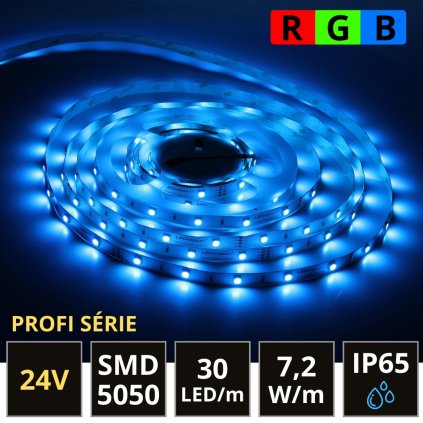 PROFI LED pás SMD5050 7,2W/m RGB 30LED/m IP65 24V