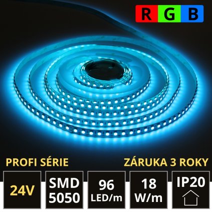 PROFI LED pás SMD5050 18W/m RGB 96LED/m IP20 24V