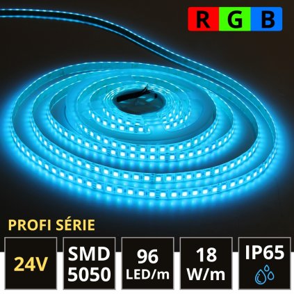 PROFI LED pás SMD5050 18W/m RGB 96LED/m IP65 24V