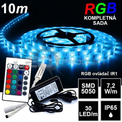 5182 10m ip65 vodeodolny 30led m rgb pasik ir1 kompletna sada