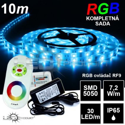 5191 10m ip65 vodeodolny 30led m rgb pasik rf9 dotyk kompletna sada