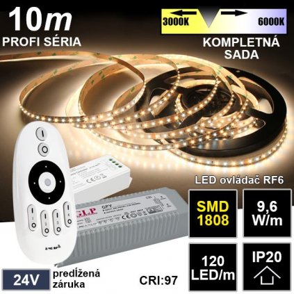 6955 10m profi led pasik 120led m smd1808 dual white ip20 24v kompletna sada