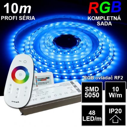 6883 10m profi led pasik smd5050 rgb 48led m ip20 24v rf2 kompletna sada