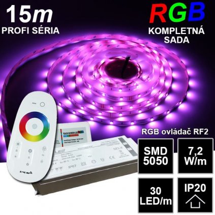 6874 15m profi led pasik smd5050 rgb 30led m ip20 24v rf2 kompletna sada