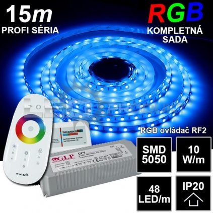 6877 15m profi led pasik smd5050 rgb 48led m ip20 24v rf2 kompletna sada