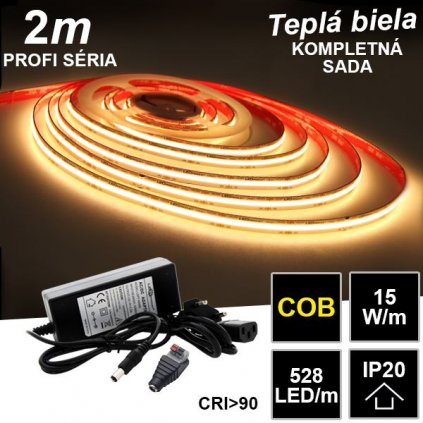 7813 2m profi cob 528led m ip20 24v tepla b kompletna sada