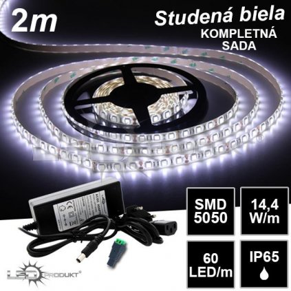 5002 2m smd5050 60led m ip65 vodeodolny studena b kompletna sada