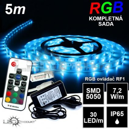 5629 5m ip65 vodeodolny 30led m rgb pasik rf1 kompletna sada