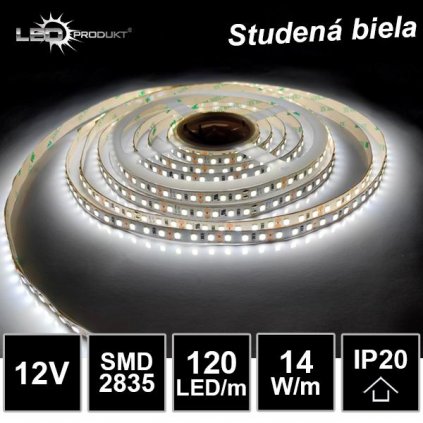 7519 5m led pasik 120led m smd2835 14w m studena biela ip20 12v