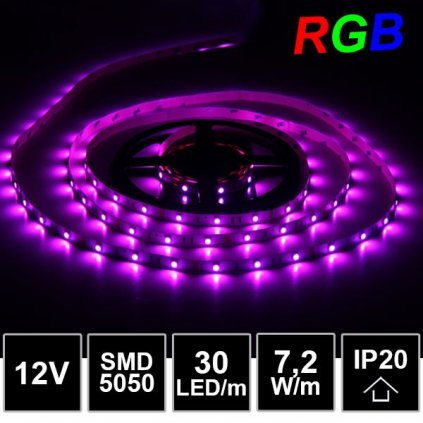 4636 5m led pasik rgb smd5050 30led m ip20 12v