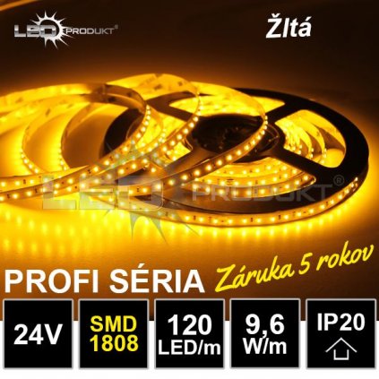 6919 5m profi led pasik 120led m smd1808 zlty ip20 24v zaruka 5 rokov