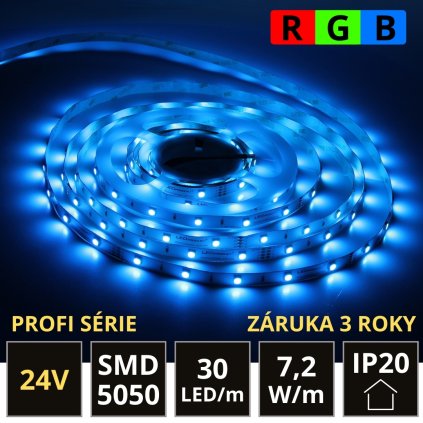 5m PROFI LED pás SMD5050 7,2W/m RGB 30LED/m IP20 24V