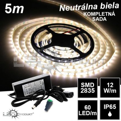 5509 5m smd2835 60led m ip65 vodeodolny neutralna b kompletna sada