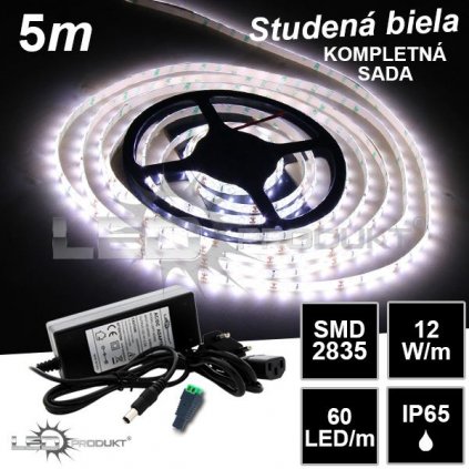 5506 5m smd2835 60led m ip65 vodeodolny studena b kompletna sada