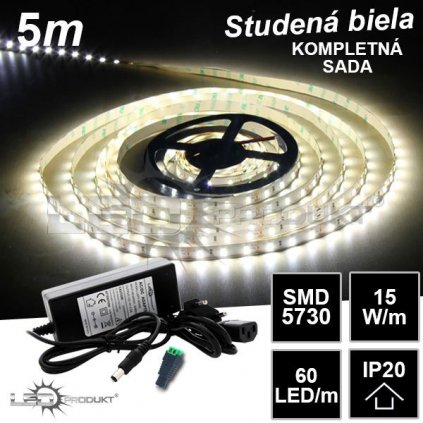 5515 5m smd5730 60led m ip20 studena b kompletna sada