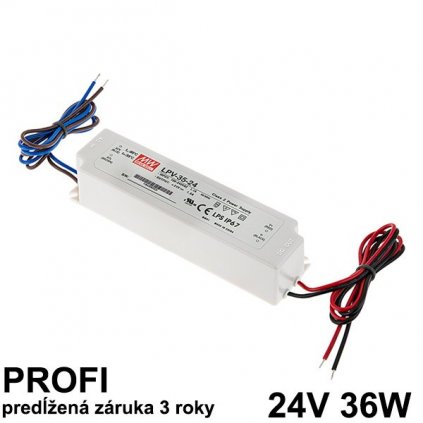 5359 led napajaci zdroj 36w 24v ip67 vodeodolny mean well zaruka 3 roky