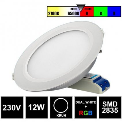 5827 led panel 12w kruh rgb dual white