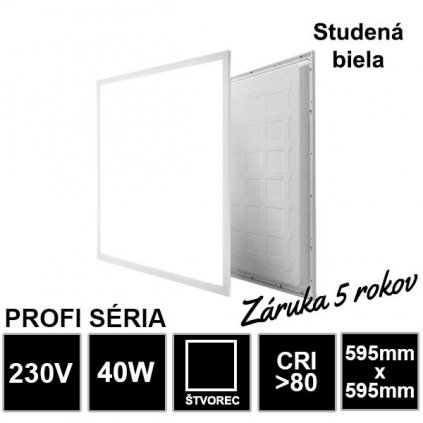 7666 led panel 40w 595x595 mm studena biela zaruka 5 rokov