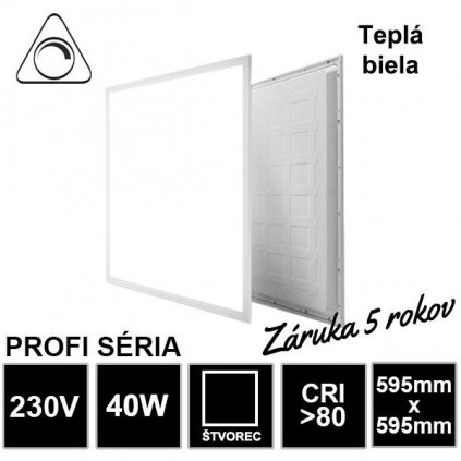 7909 led panel 40w 595x595 mm tepla biela stmievatelny zaruka 5 rokov