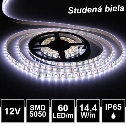 4759 led pasik 60led m vodeodolny smd5050 studena biela ip65 12v