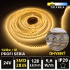 5m PROFI LED pásek ohybný 128LED/m SMD2835 9,6W/m teplá bílá IP20 24V - vysocesvítivý