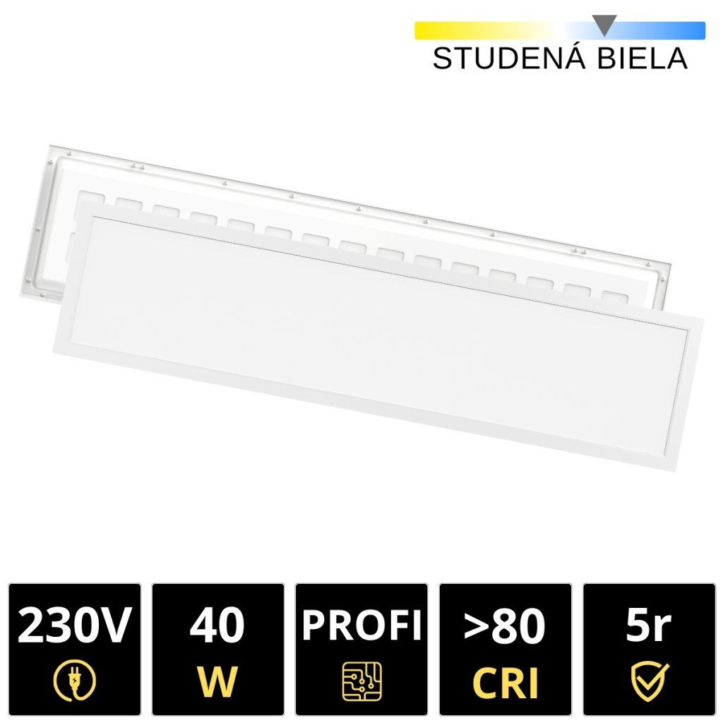 LED panel 40W 295x1195 mm - studená biela