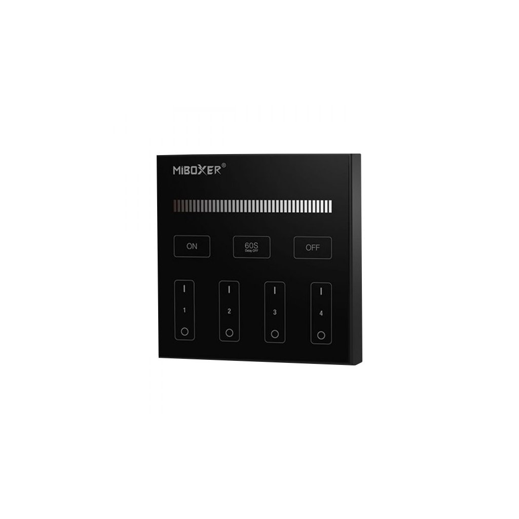 LED ovládač RF6  4 okruhy - 2,4GHz - Nástenný čierny