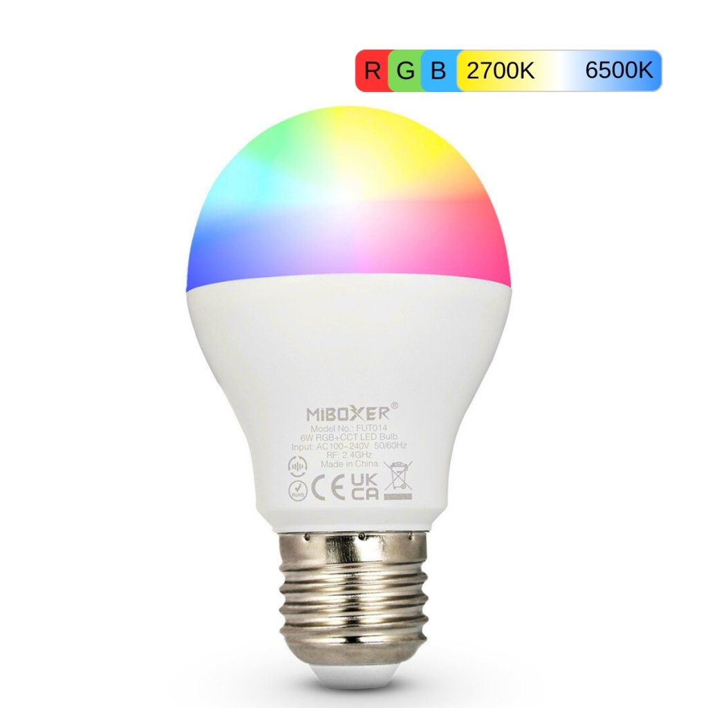 LED žiarovka 6W E27 DUAL WHITE + RGB