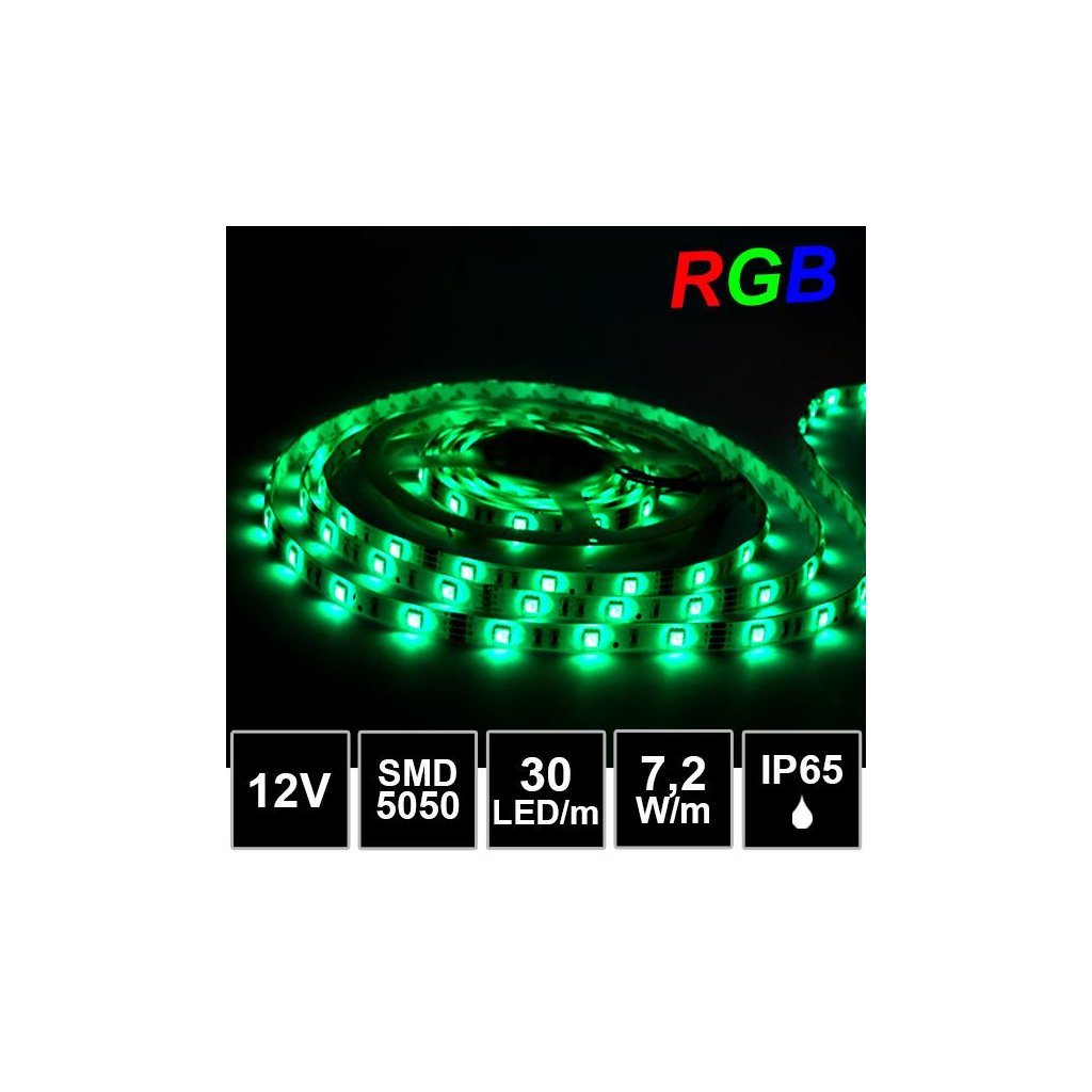 4639 5m led pasik rgb smd5050 30led m ip65 12v