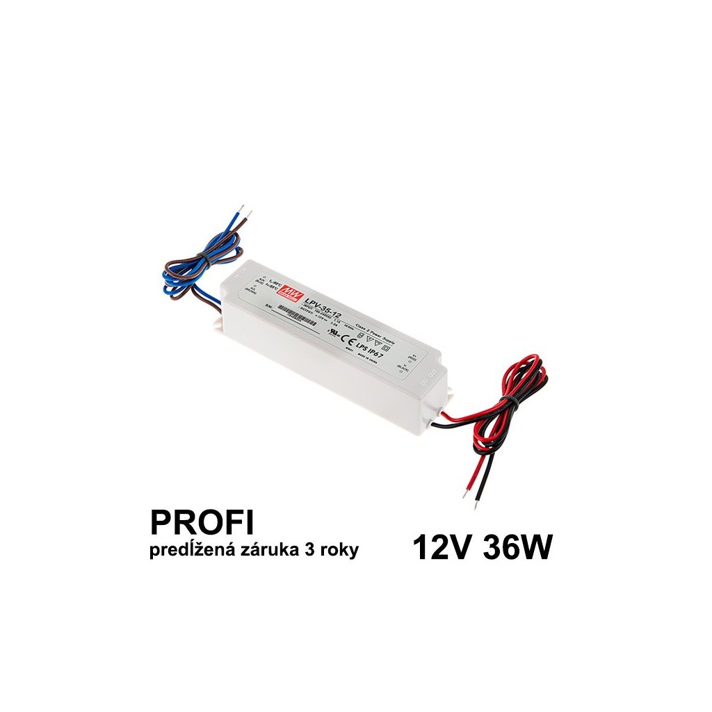 4780 led napajaci zdroj 36w 12v ip67 vodeodolny mean well zaruka 3 roky
