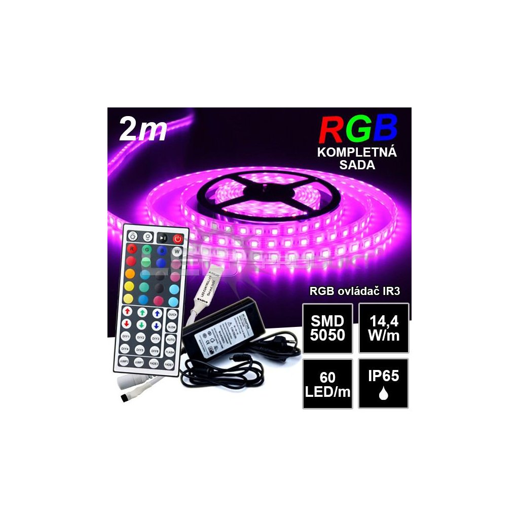 5113 2m ip65 vodeodolny 60led m rgb pasik ir3 kompletna sada