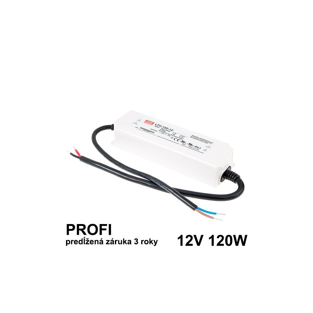 5353 led napajaci zdroj 120w 12v ip67 vodeodolny mean well zaruka 3 roky