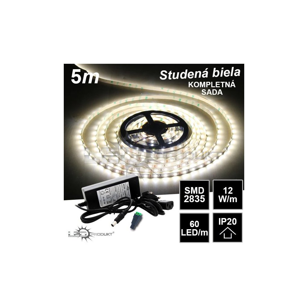 5497 5m smd2835 60led m ip20 studena b kompletna sada