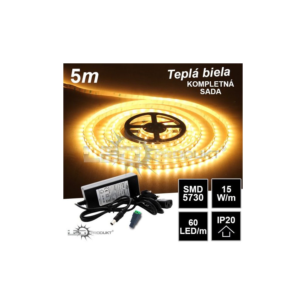 5521 5m smd5730 60led m ip20 tepla b kompletna sada