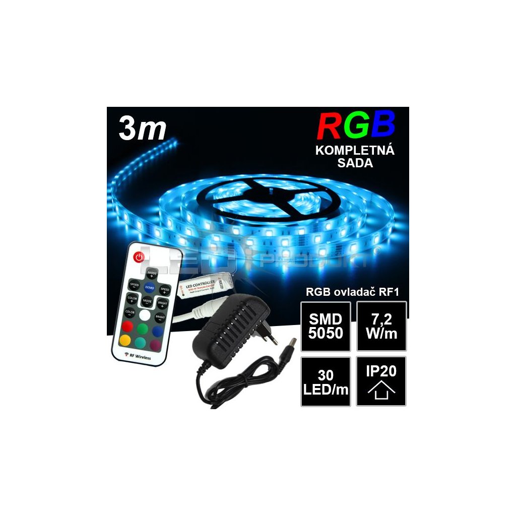 5617 3m ip20 30led m rgb pasik rf1 kompletna sada