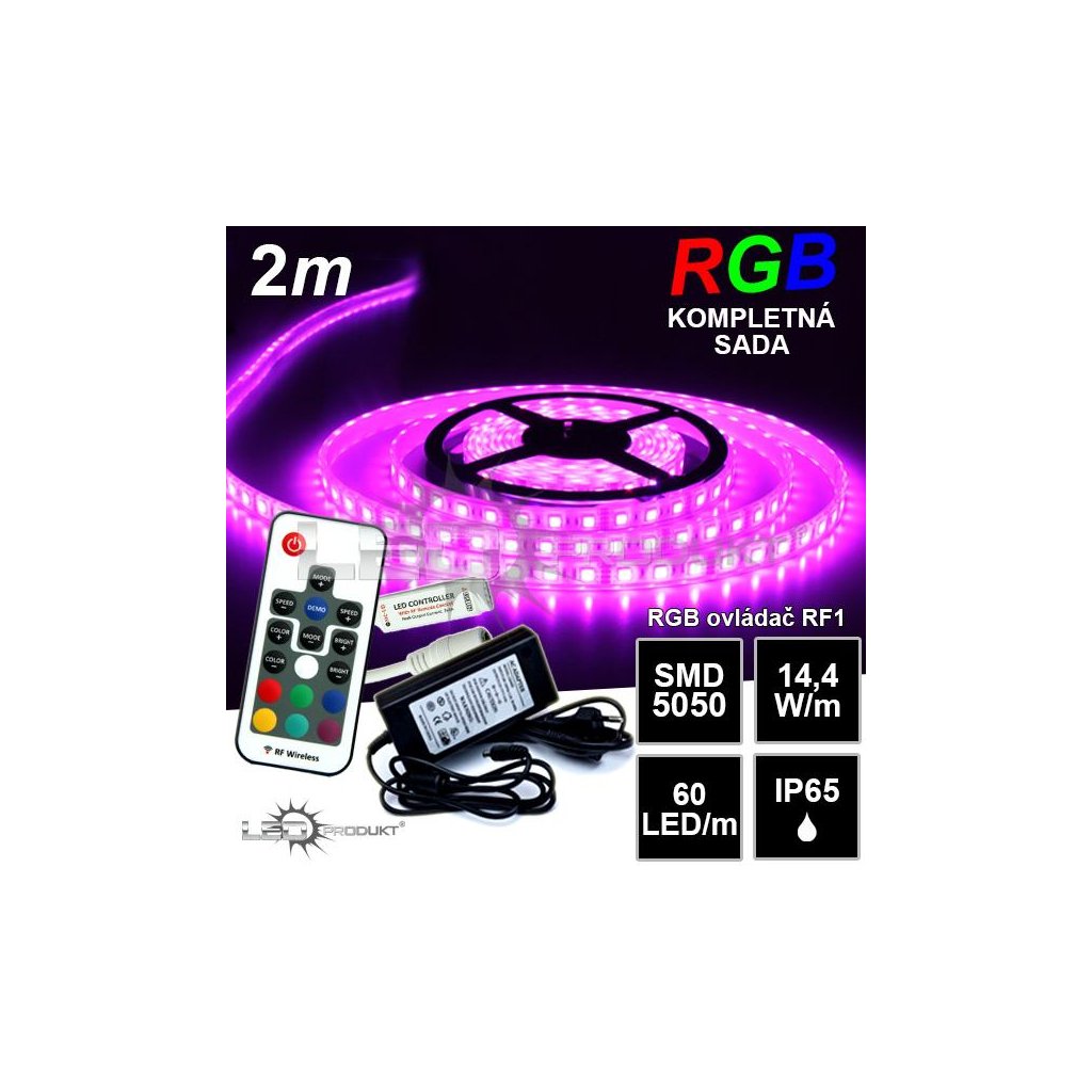 5644 2m ip65 vodeodolny 60led m rgb pasik rf1 kompletna sada
