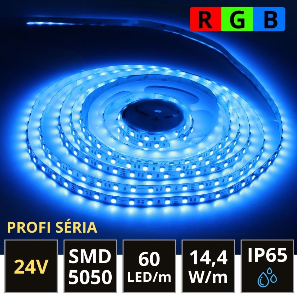 5m PROFI LED pásik SMD5050 14,4W/m RGB 60LED/m IP65 24V