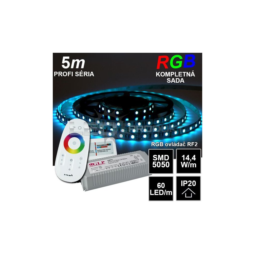5905 5m profi led pasik smd5050 rgb 60led m ip20 24v rf2 kompletna sada