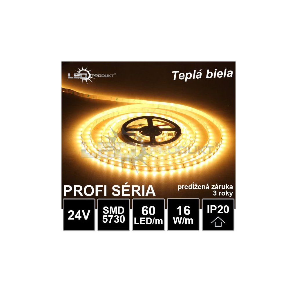 6433 profi led pasik 60led m smd5730 tepla biela ip20 24v zaruka 3 roky