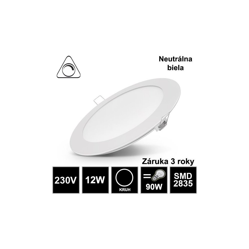7546 led panel 12w kruh 0 1 10v stmievatelny neutralna biela zaruka 3 roky