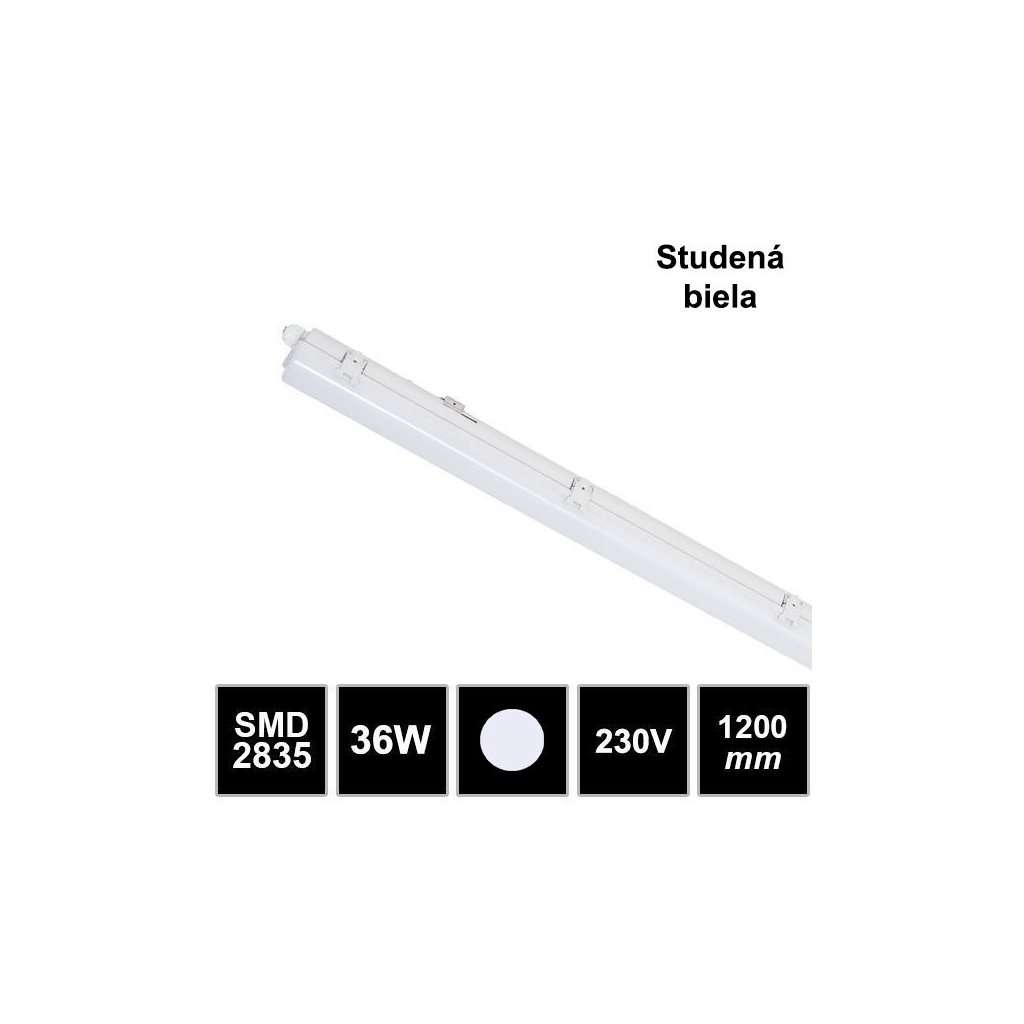 7699 vodeodolne stropne led svietidlo stellar 36w 1200mm 6400k ip65