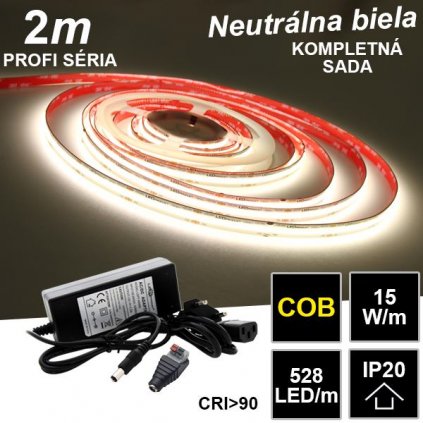 10597 2m profi cob 528led m ip20 24v neutralna b kompletna sada