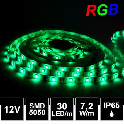 4639 5m led pasik rgb smd5050 30led m ip65 12v