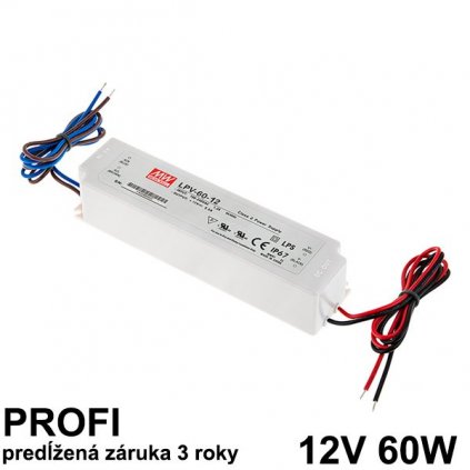 4783 led napajaci zdroj 60w 12v ip67 vodeodolny mean well zaruka 3 roky