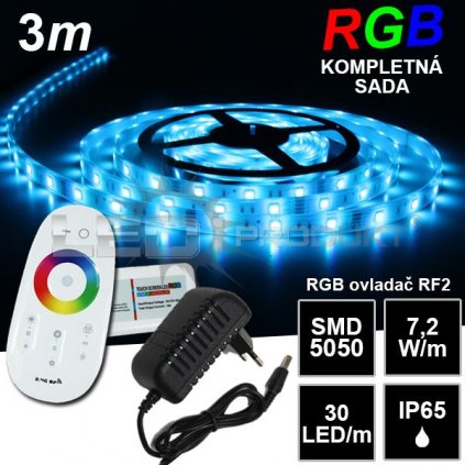 5128 3m ip65 vodeodolny 30led m rgb pasik rf2 komplet sada