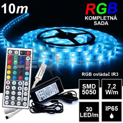 5185 10m ip65 vodeodolny 30led m rgb pasik ir3 kompletna sada