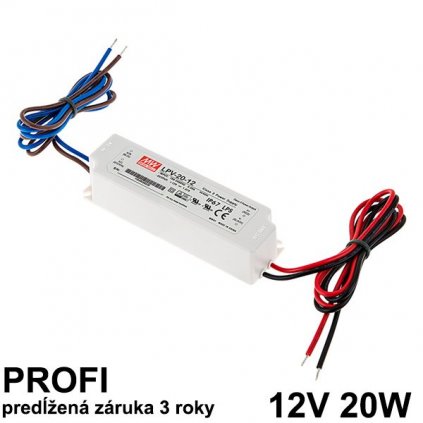 5350 led napajaci zdroj 20w 12v ip67 vodeodolny mean well zaruka 3 roky