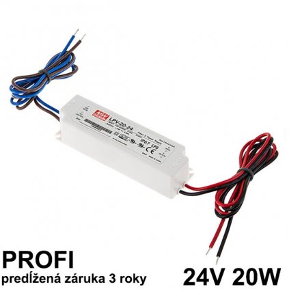 5365 led napajaci zdroj 20w 24v ip67 vodeodolny mean well zaruka 3 roky